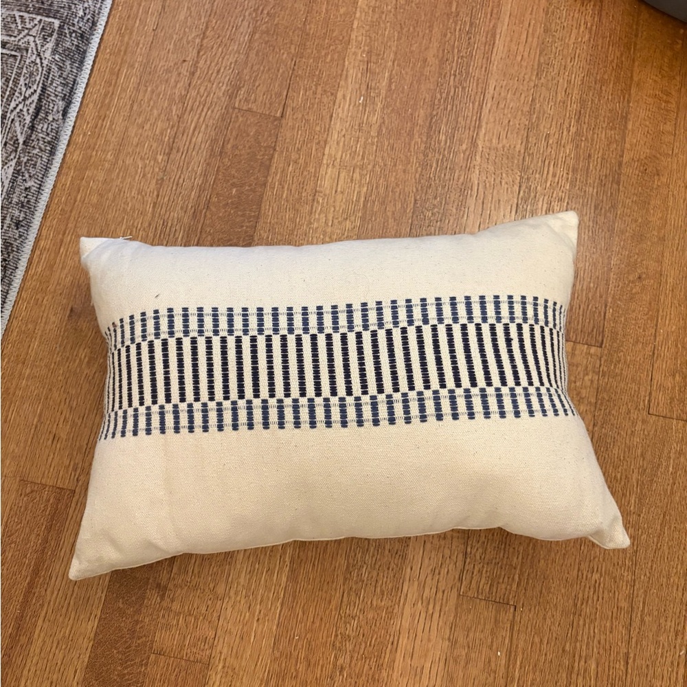West Elm Striped Cream and Black Accent Pillow
